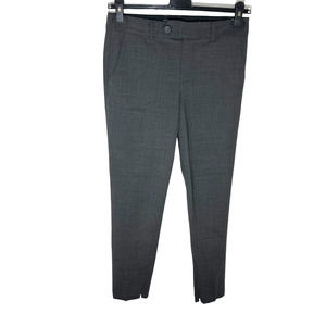 Vince Womens Size 6 Gray Slim Fit Split Ankle Trousers Leather Trim Back Pocket